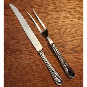 REED BARTON Stainless 18/10 Old English Antique Hammered Carving Set Knife Fork